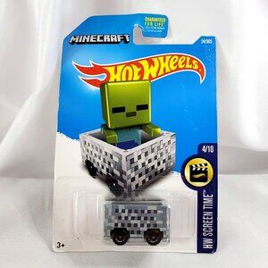Minecraft Hot Wheels HW Screen Time Zombie In Minecart Collectible Toy 2015